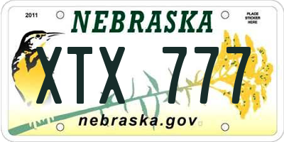 NE license plate XTX777