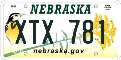 NE license plate XTX781