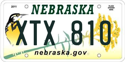 NE license plate XTX810