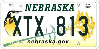NE license plate XTX813
