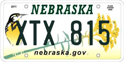 NE license plate XTX815