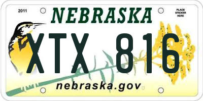 NE license plate XTX816