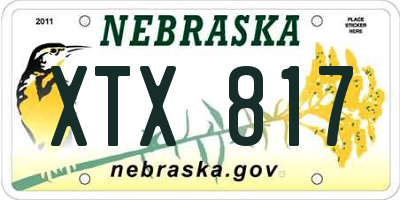 NE license plate XTX817