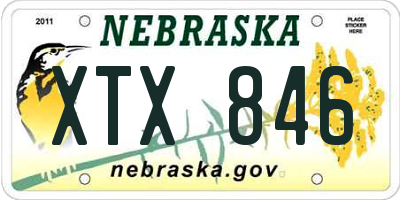 NE license plate XTX846
