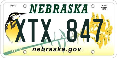 NE license plate XTX847
