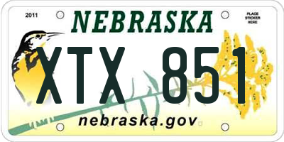 NE license plate XTX851