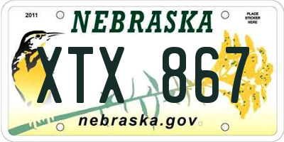 NE license plate XTX867