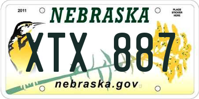 NE license plate XTX887