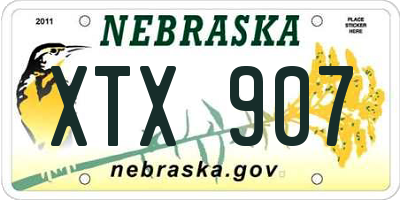 NE license plate XTX907
