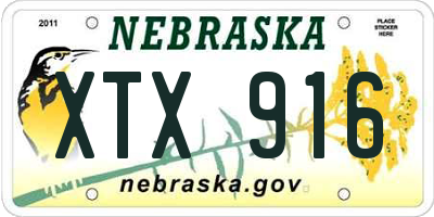 NE license plate XTX916