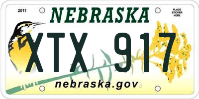NE license plate XTX917