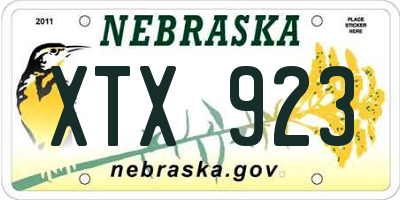 NE license plate XTX923