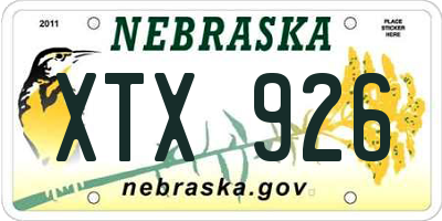 NE license plate XTX926