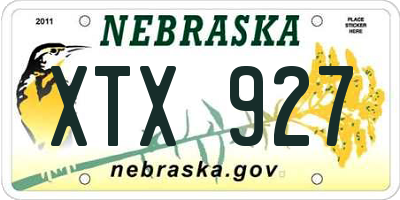 NE license plate XTX927
