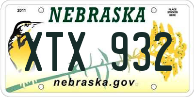NE license plate XTX932