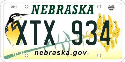 NE license plate XTX934