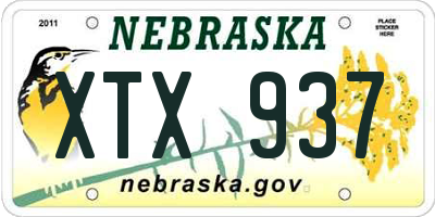 NE license plate XTX937