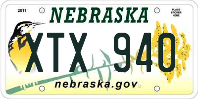 NE license plate XTX940