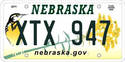 NE license plate XTX947
