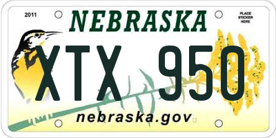 NE license plate XTX950
