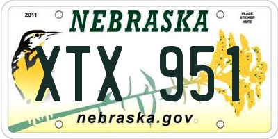 NE license plate XTX951