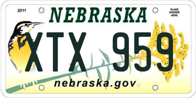 NE license plate XTX959