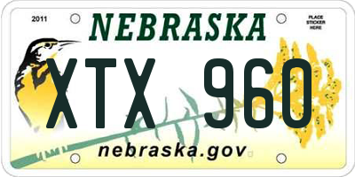 NE license plate XTX960