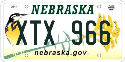 NE license plate XTX966