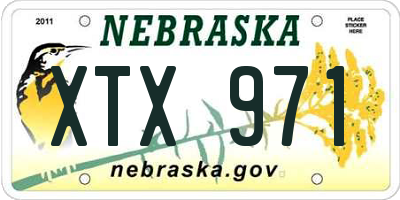 NE license plate XTX971