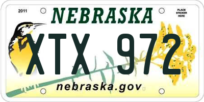 NE license plate XTX972