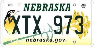 NE license plate XTX973