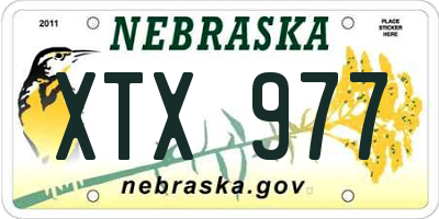 NE license plate XTX977