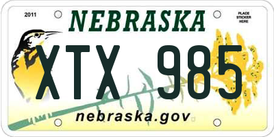 NE license plate XTX985