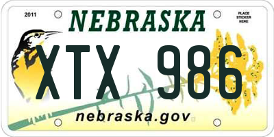 NE license plate XTX986
