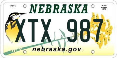 NE license plate XTX987