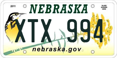 NE license plate XTX994