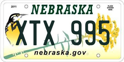 NE license plate XTX995