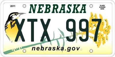 NE license plate XTX997