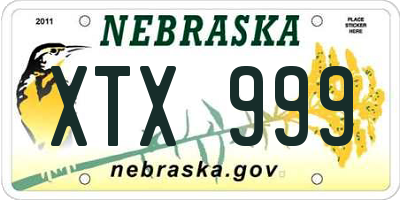 NE license plate XTX999