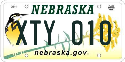 NE license plate XTY010