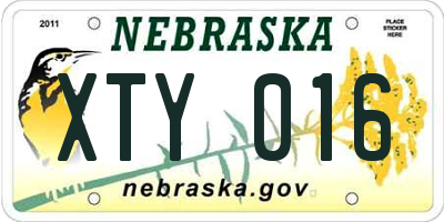 NE license plate XTY016