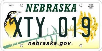 NE license plate XTY019