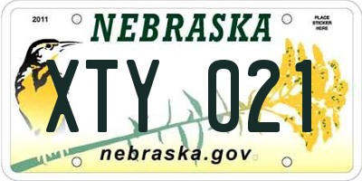 NE license plate XTY021
