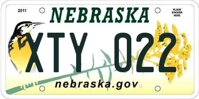 NE license plate XTY022