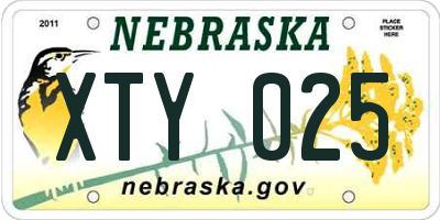 NE license plate XTY025