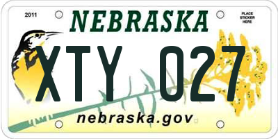 NE license plate XTY027