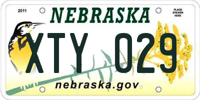 NE license plate XTY029