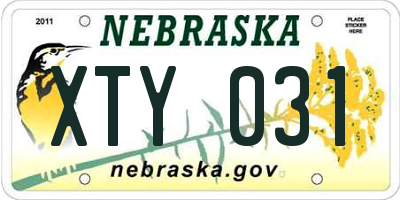 NE license plate XTY031