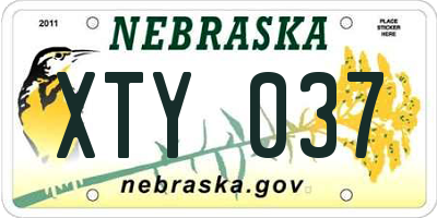 NE license plate XTY037