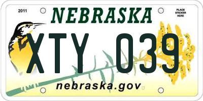 NE license plate XTY039